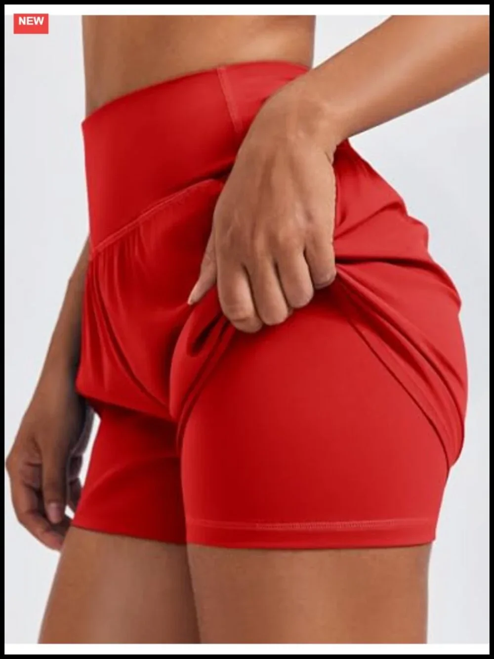 2-in-1 High Waisted Running Shorts with Zip Pockets Quick Dry 3